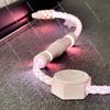 Full-Body Luminous Aviation Plug-In Nebula Frozen Pinkish-White Light Keyboard Cable, High-End Single Crystal Copper Cable