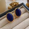 Chinese Style Lapis Lazuli Earrings: Vintage Retro Silver Studs with Light Luxury Ancient Design for Women