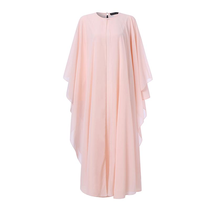 ZANZEA Muslim Women Prayer Dress Women O-neck Batwing Sleeve Chiffon Long Dress Abayas Islamic Clothes
