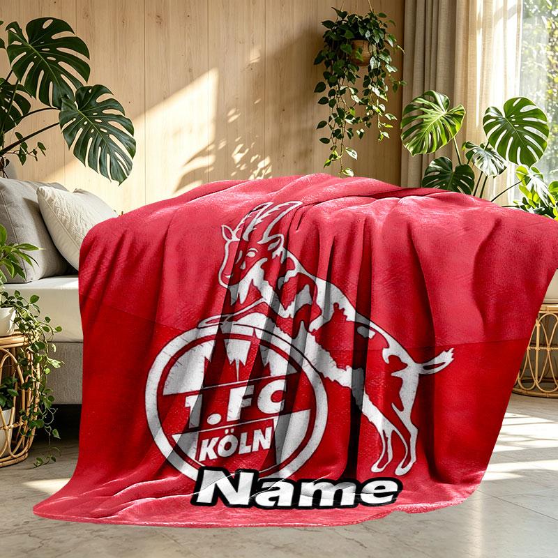 Custom Name Personalized FC Koln Print Blanket, Home Decor, Bedroom, Sofa, Camping, Couch, Gifts for Birthday Christmas