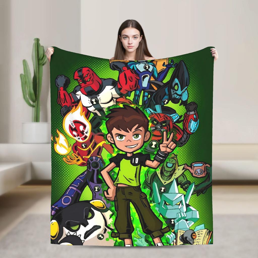 Плед Ben 10 Инопланетный Мягкий Эстетичный Плюшевый Плед Для Детей Взрослых Гостиной Фланелевый Покрывало для Кровати