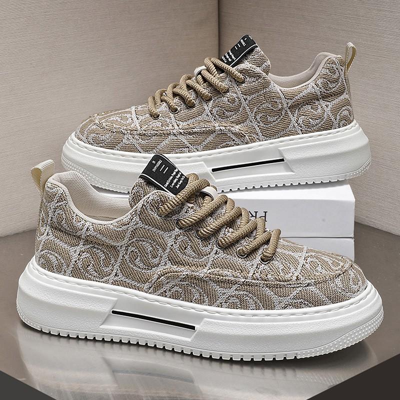 Мужская обувь, летняя, новая, дышащая, парусиновая обувь, подходящая по цвету, универсальная, увеличивающая рост, спортивная и повседневная, низкая, мужская модная обувь