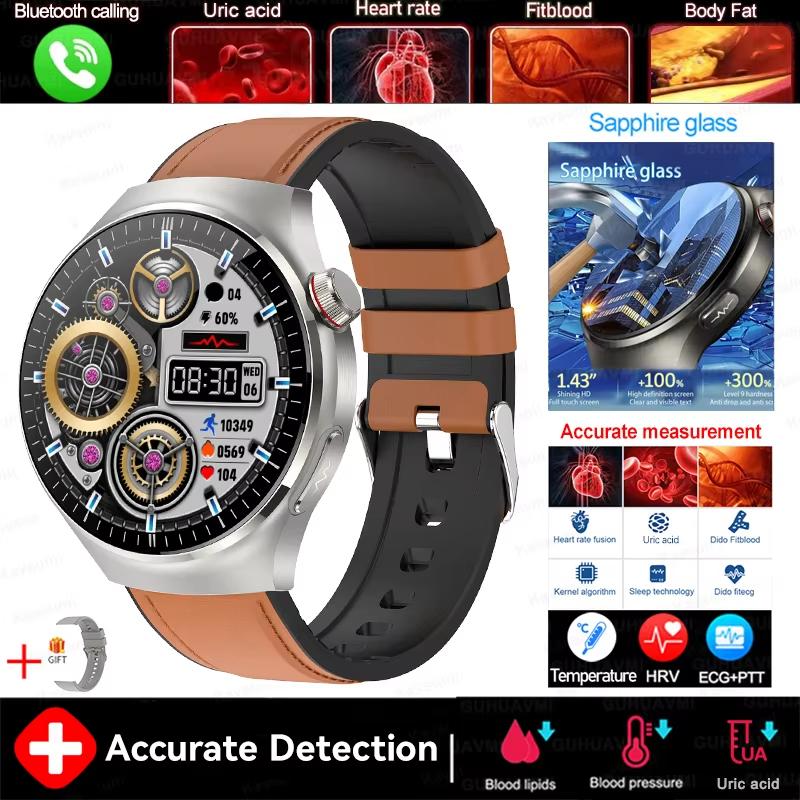 2025 New Health Nursing Grade Smart Watch Men Blood Lipid Uric Acid Tracker ECG+PPG Clock Bluetooth Call Smartwatches For Xiaomi