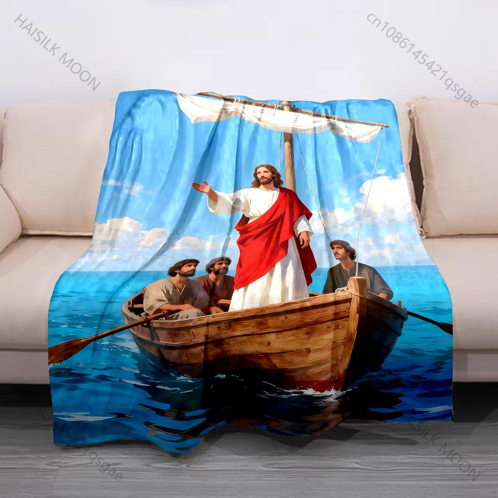 Jesus and his disciples on the boat Print Believer Pray blanket Warm soft flannel material suitable for all seasons luxury gift