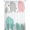 Animal Cute Elephant Love Cartoon Tulle Curtains for Kids Bedroom Living Room Window Treatments Sheer Voile for Kitchen Drapes
