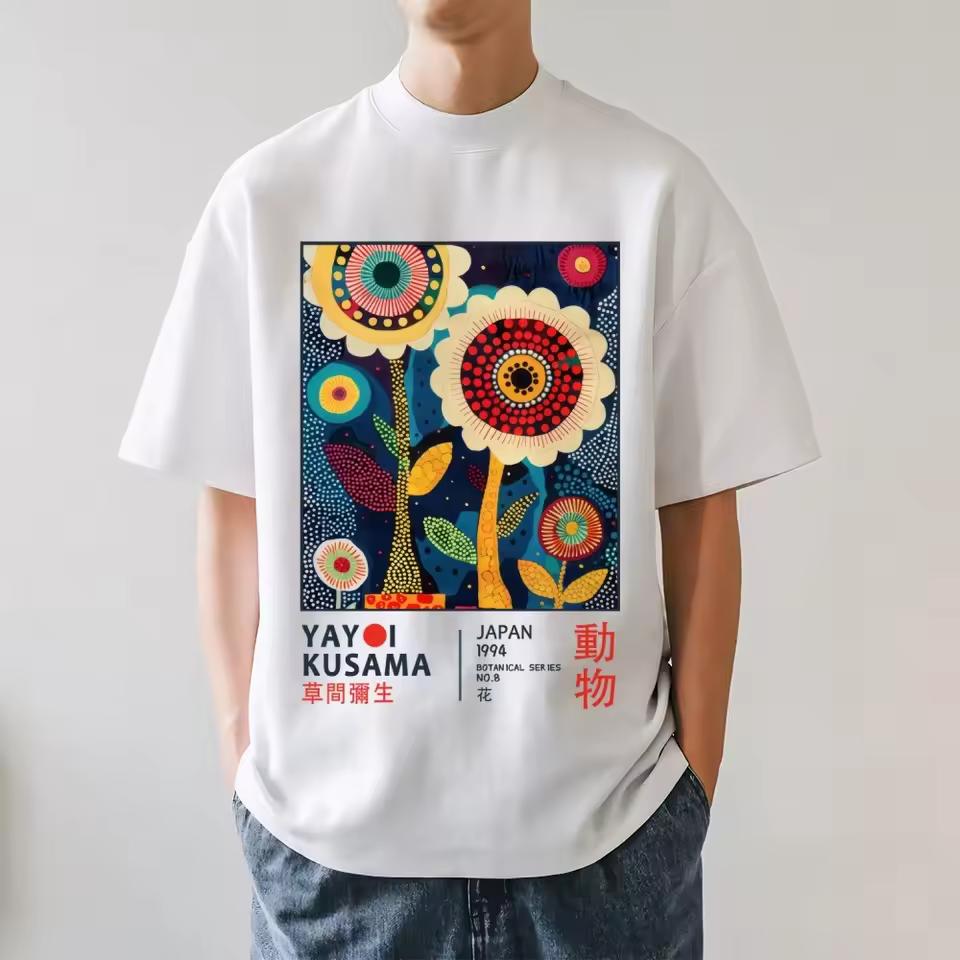 Yayoi Kusama Flower Style Classic Tee Fashion Art Short-Sleeved T-shirt Men's Clothing Women's Clothing 2026 Summer New T Shirt