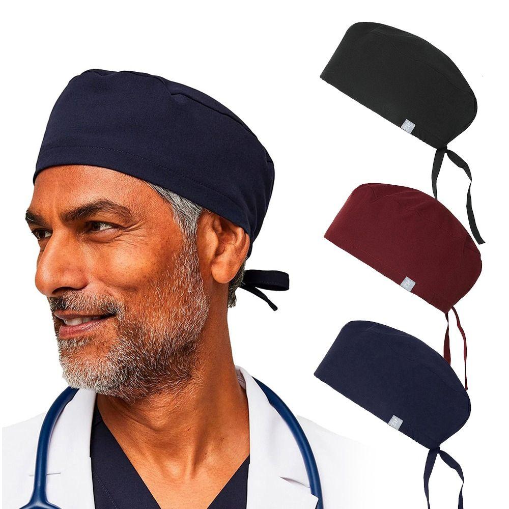 HeadCover Solid Scrub Cap Pure Color Operating Room Work Hat Beauty Unisex Hat Skullies Men Women