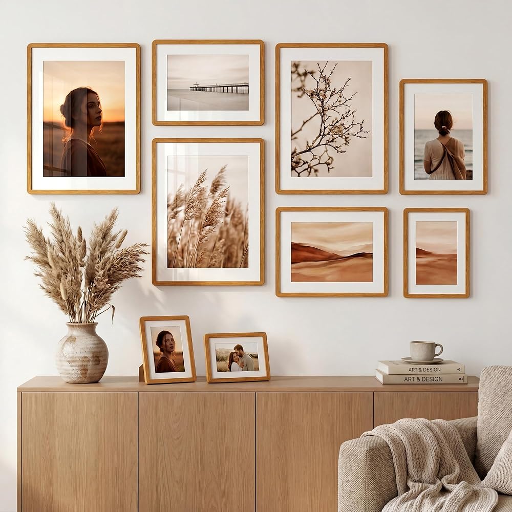 Real Wood Photo Frame, A4 Size, with High-Definition Tempered Glass