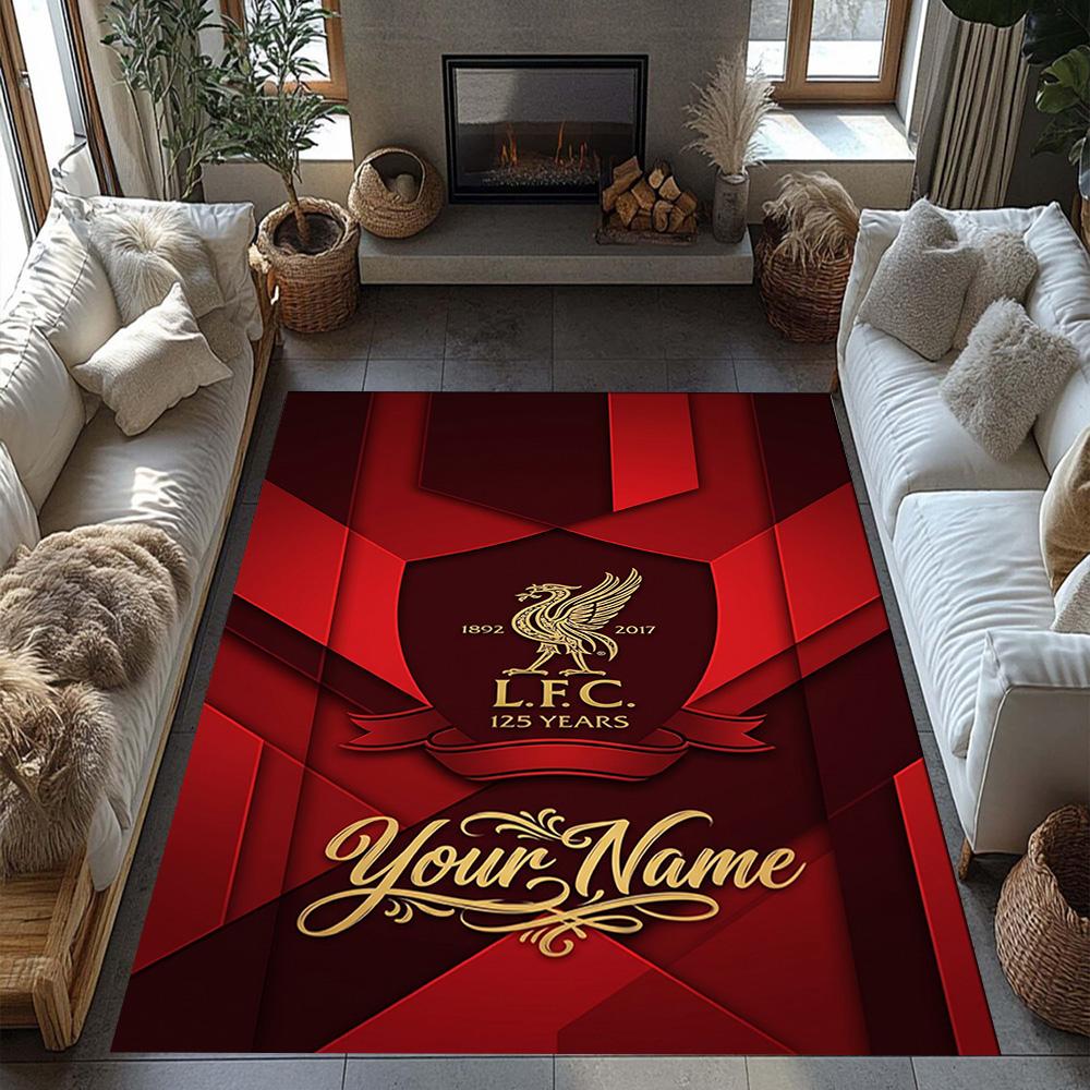 Liverpool Fc Personalized Name Area Rug Suitable For Playrooms Dining Room Outdoor Decorate Room Antislip Carpet Office Home Decor Wedding Party Gift