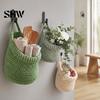 Space Saving Wall Decor 3PCS Woven Hanging Storage Bag, Natural Cotton Rope Fruit Baskets, Handmade Crochet Plant Pocket Boho Multi-functional Basket