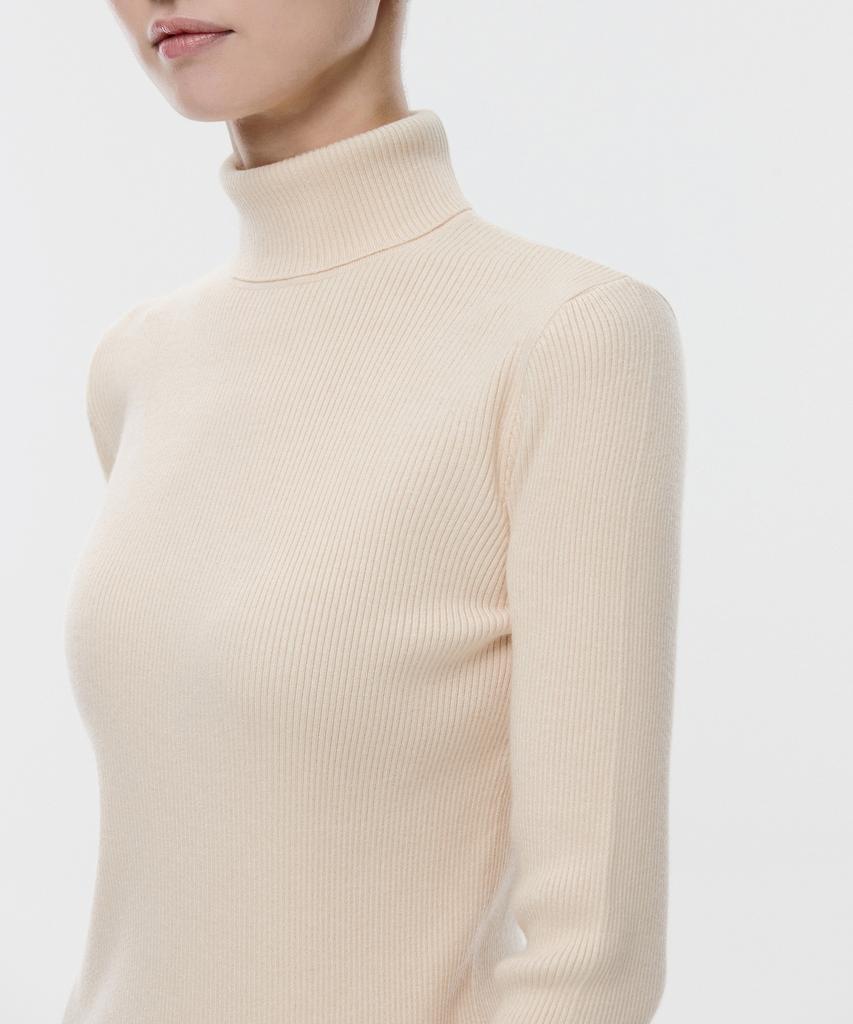MUSINSA STANDARD WOMAN Women'S Ribbed Slim Turtleneck Knit [Ecru]