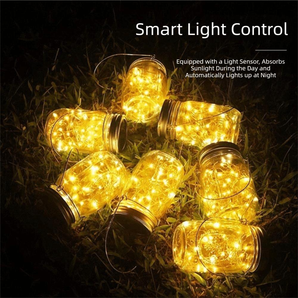 30LED Mason Jar Lid Lights Solar Charging Hanging Outdoor Lights Outdoor Fairy Lights Porch Patio
