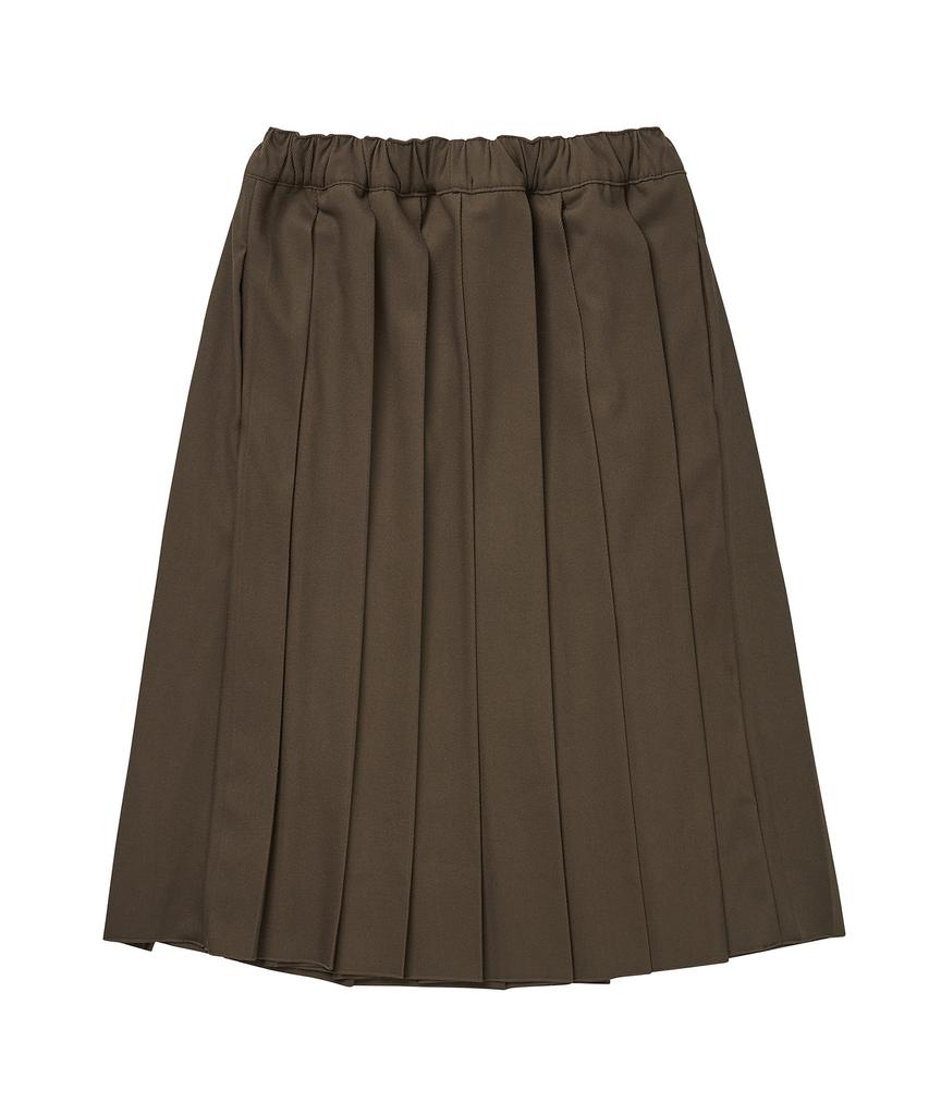 Cotton Bell Elastic Pleated Skirt - Brown
