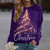 Женский модный повседневный свитшот с длинным рукавом и рождественским принтом на шее