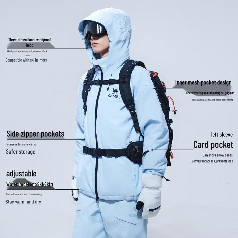 CAMEL Unisex Padded Waterproof Snowboard & Hiking Jacket A35CA18288