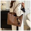 Korean Style Minimalist Bucket Bag Women Faux Leather Tote Shoulder Handbag Large Capacity Commuter Purse