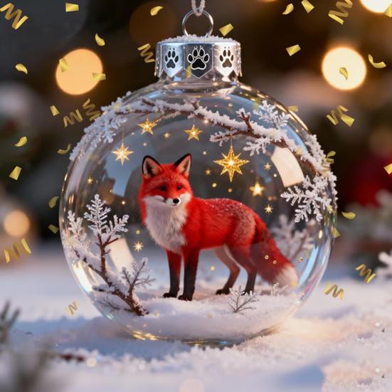 Yousheng 3D Животное Рождественское Украшение Прозрачный Пластиковый Рождественский Шар Подвесные Украшения с Блестящими Звездными Акцентами для Зимнего Праздничного Декора Дерева