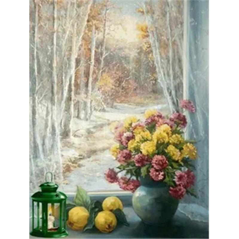 5D Алмазная картина Сиреневая вышивка Подсолнух Мозаика Дейзи Вышивка крестом Окно Домашнее искусство Настенный декор