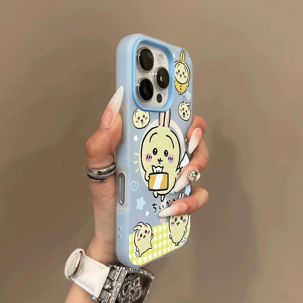 Cartoon High-end Magnetic Jelly Two-in-one Mobile Phone Case for Apple 16pro Simple Anti-fall Magnetic Mobile Phone Protective Case