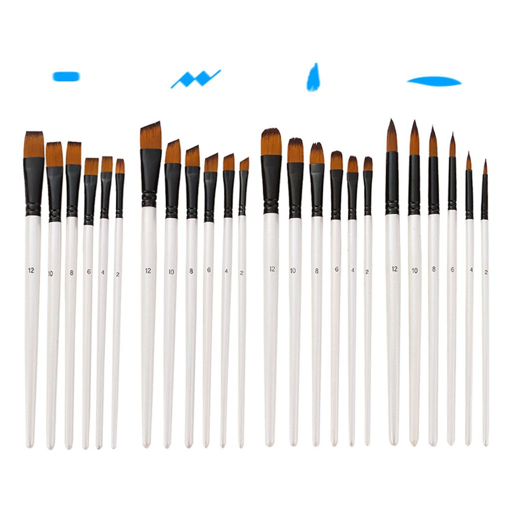 24pcs Draw Paint Brushes Set Kit Artist Paintbrush Round Brushes with Nylon Hair for Artist Acrylic