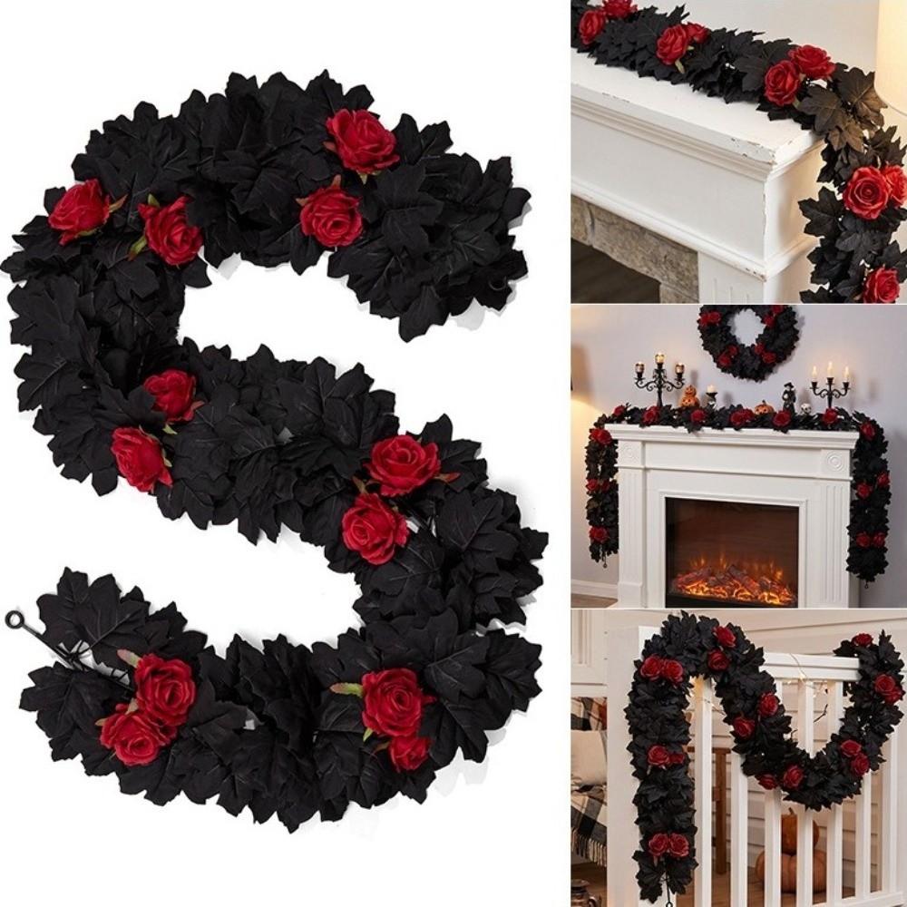 Gothic Style Halloween Maple Leaf Rose Vine Lifelike Artificial Plant Christmas Decor