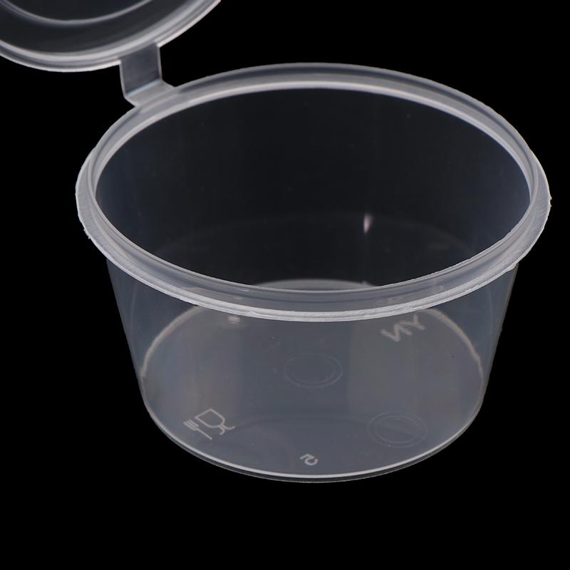 50Pcs Delivery Package Seasoning Box Sauce Box Seasoning Round Transparent Conjoined Plastic Box With Lid Multi Size Home Supply