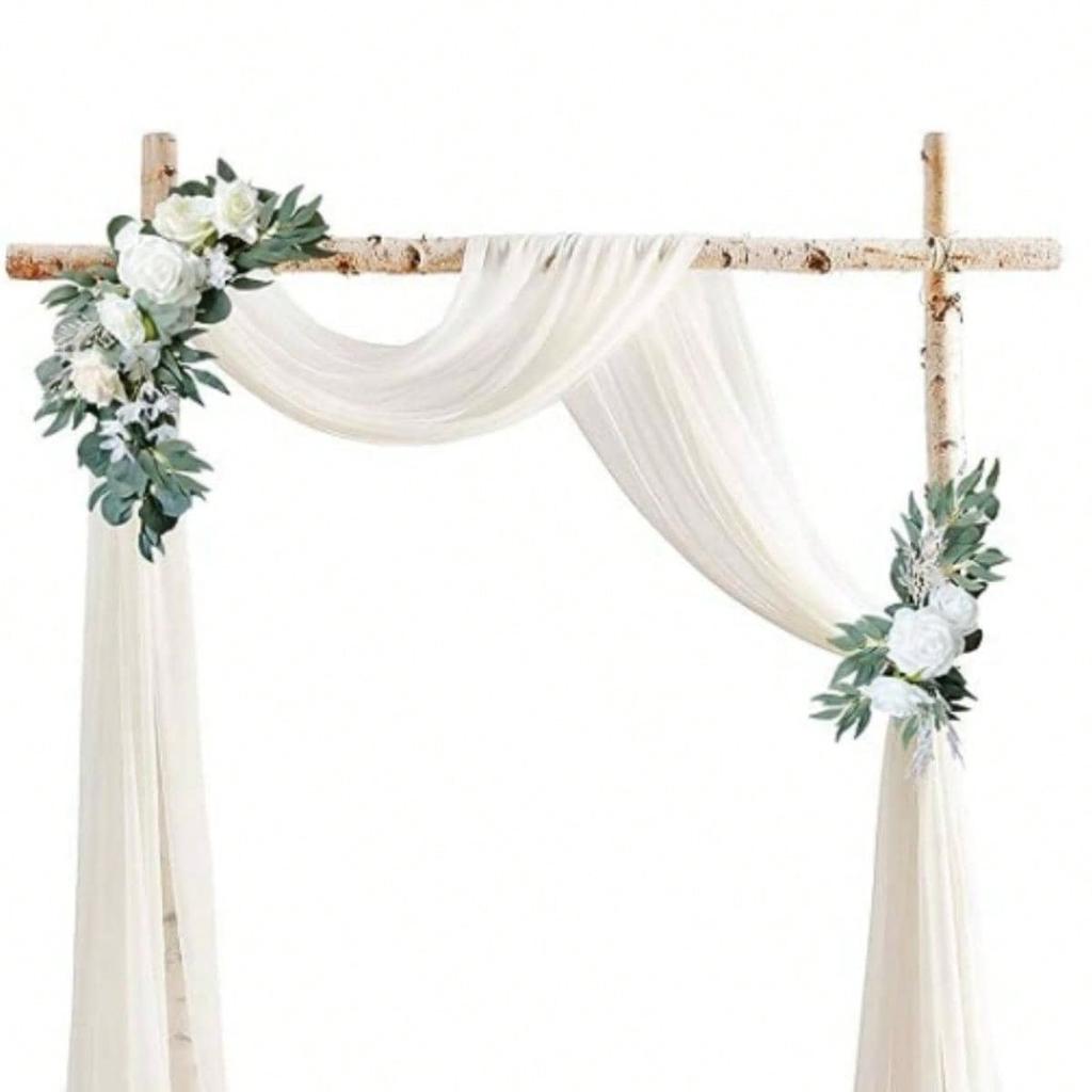 Chair Back Flowers Faux Flower Swag Set of 2 Wedding Arch Flowers Artificial Flowers & Welcome Signs Decorations for Wedding Ceremony Reception