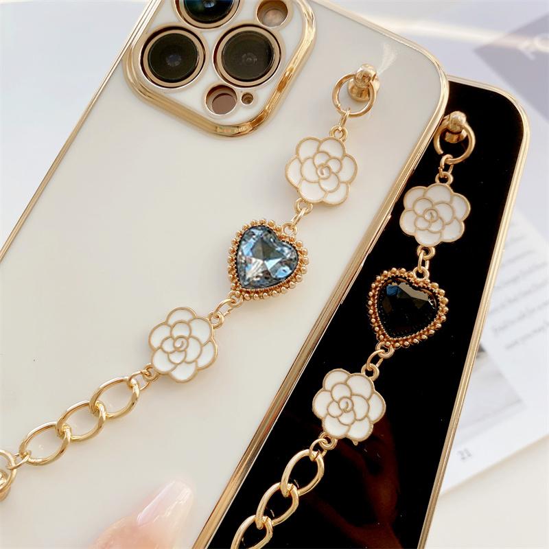 Мягкий силиконовый чехол для телефона Honor 9X 90 X6A X8B Redmi 12 13C 14C Note10 Note13 Note 14 Poco C65 C75 с браслетом Flower Love Gem Covers