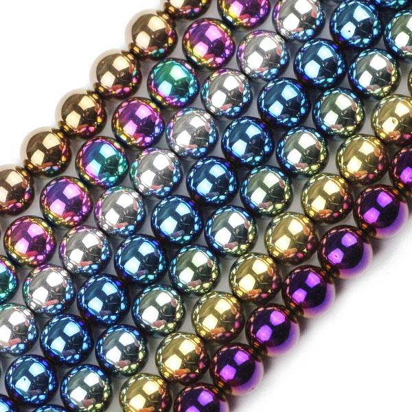 HGKLBB Round Hematite Beads Natural Stone 2/3/4/6/8/10mm Gold Color Plated Loose Beads Jewelry Bracelets Making DIY Accessories