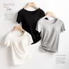 Short Sleeve Yoga Sports Tee with Built-In Pads - Wireless, No Bra Needed - Perfect for Summer and Autumn.