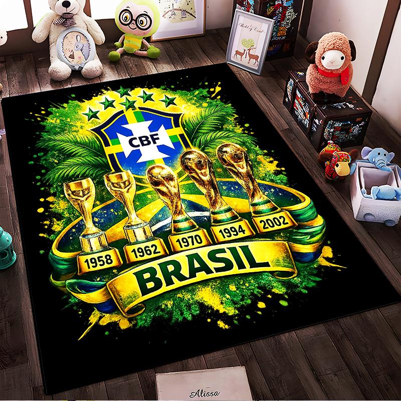 Brazil Soccer Champion Designed floor mat, suitable as a non-slip mat for the living room or bedroom sofa