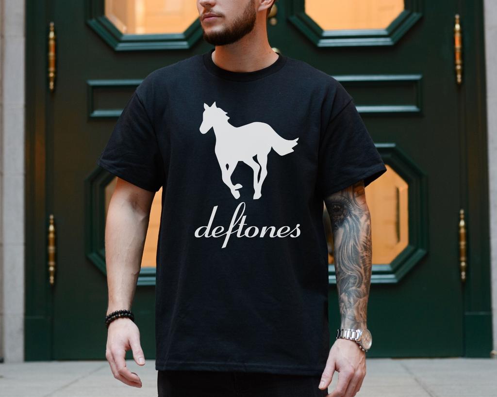 Men's Cotton T-shirt Deftones White Pony Logo T-Shirt Rock Band Vintage Black Comfort Colors 1717 Tee,Unisex,gift,Top