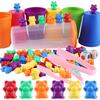 (H0826)71pcs Rainbow Counting Bears Set with Matching Sorting Cups Dices and Tweezers