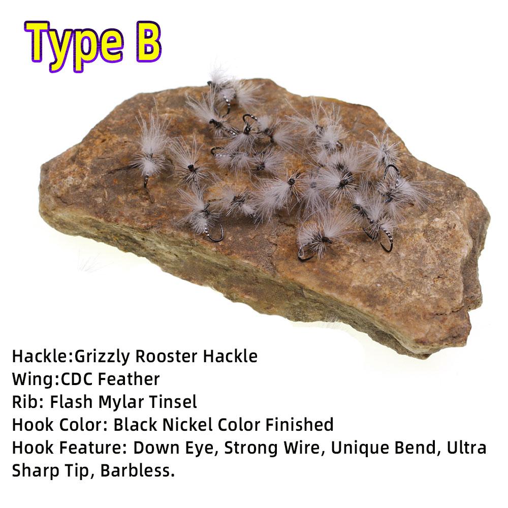 6шт#20 безбородая поденка комаров эмерджер и CDC парашют сухая мушка петух Hackle насекомое приманка для ловли форели хариуса окуня