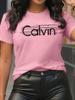 Женская футболка Calvin Повседневная Модная С коротким рукавом Полиэстеровая Футболка Высокое Качество Удобная Фирменная Футболка Летняя Уличная Одежда Y2k Топ