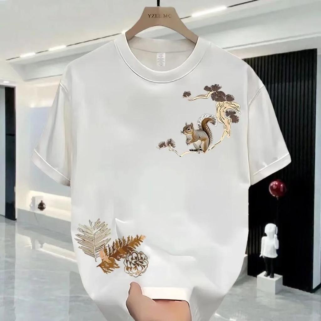 Trendy Brand Short-Sleeved Pure Cotton Men'S Printed T-Shirt Trendy Men'S And Women'S Versatile Round Neck T-Shirt Men'S
