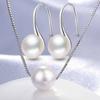 Simple Artificial Pearl Pendant Necklace Earrings Jewelry Set For Women