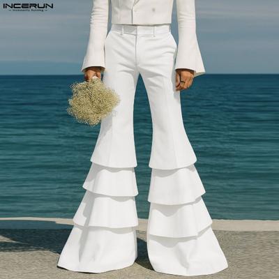 S-5XL Мужские повседневные брюки с молнией, оборками и многослойным дизайном