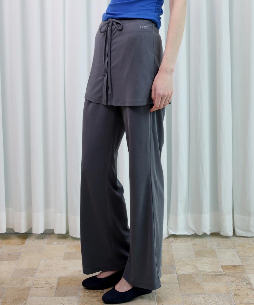 POEV Relaxed-Fit Layered Skirt Pants - Dark Navy