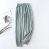 Japanese-style New Spring And Summer Women's Trousers 100% Cotton Crepe Cloth Large Size Color Tie Pants Casual Pants Home Pants