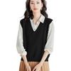 LrisIuza Echo Knit Solid Loose Stylish Korean Style Women's Vest, Ribbed, Color, V-Neck, Sleeveless, Lightweight, Fall/Winter Sweater, Fit, Cute,