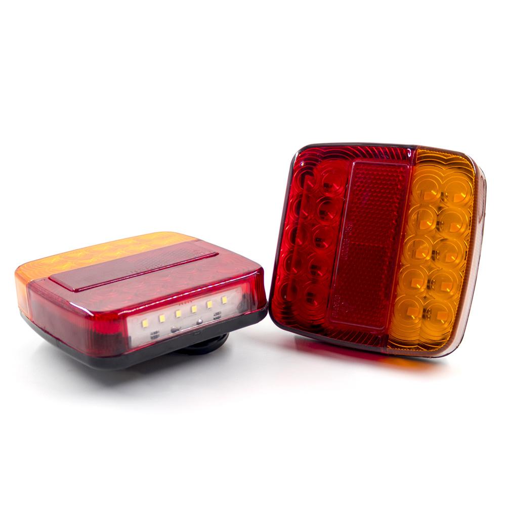 2Piece/Set 12V Rear Towing Trailer Tail Light 16 LED 10m Cable 7 Pin Universal Brake Stop Waterproof License Number Plate Lamp