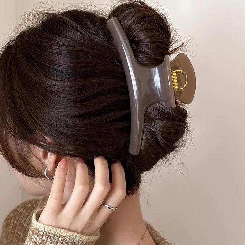 Women Hair Ornament Long Thick Hair Hold Headband Claw Clip Hair Clip Hair Accessories Elegant Solid 5.91in Large Hair Claw