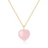 Love Heart Rose Quartz Love Fulfillment Power Stone Necklace for Women