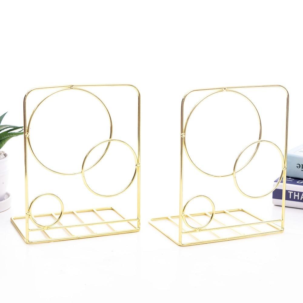 1 Pair Metal Metal Wire Bookends Smooth Polished Stable L-Shape L Shape Book Holder Non-slip Iron Art Book Stand Office Desktop