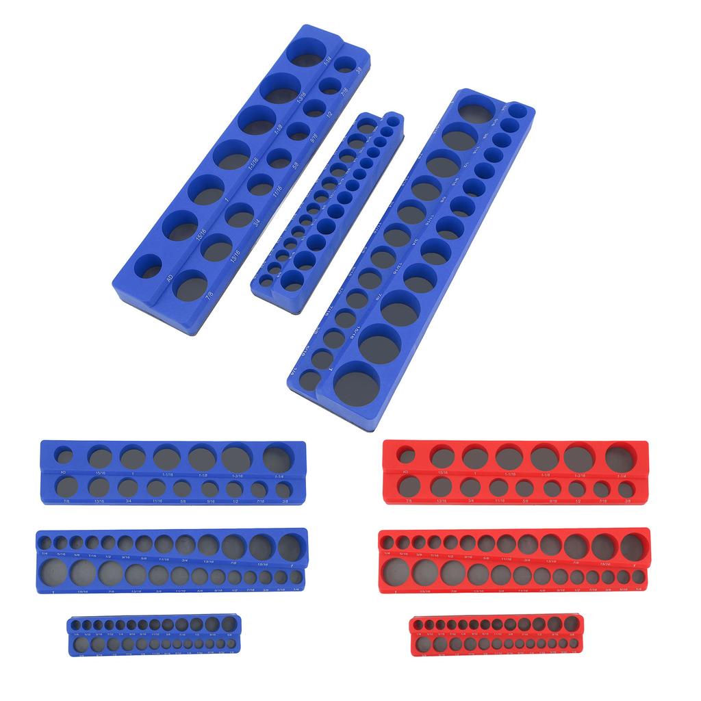 3PCS Magnetic Socket Organizer Set 1/4in 3/8in 1/2in Drive Sockets Storage Tray Powerful Portable So