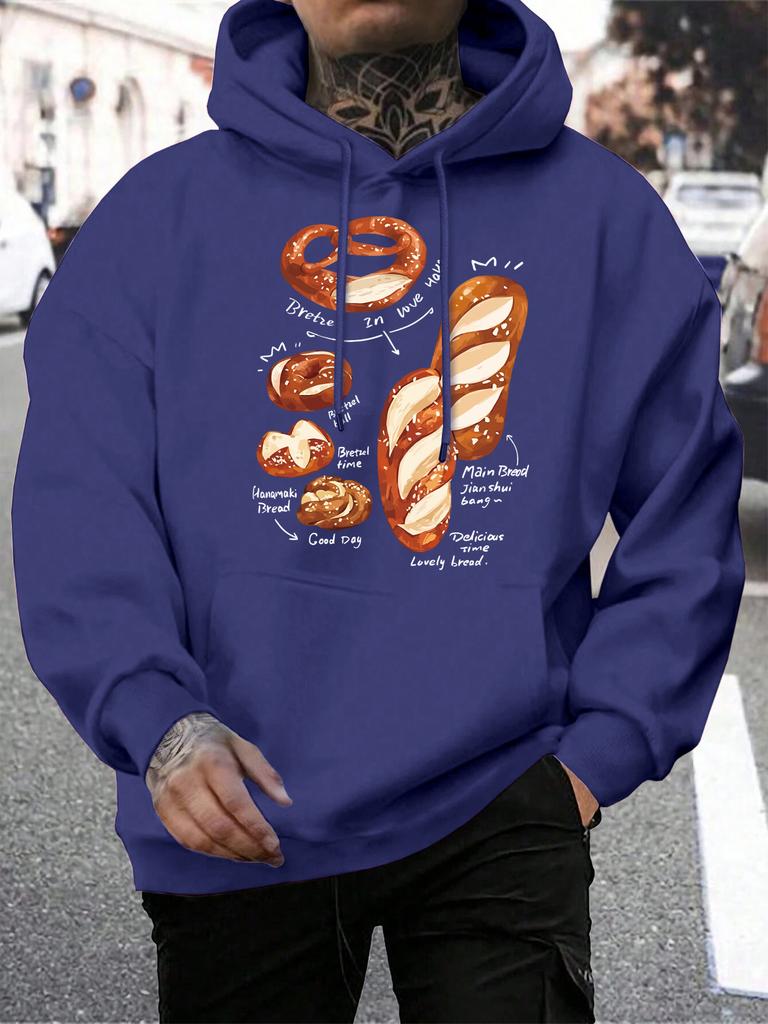 Delicious And Rich Alkaline Bread Print Male Hoodie Casual Soft Streetwear Pocket Fleece Hoody Hip Hop Multicolor Mens Pullover