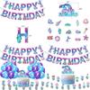Ocean Theme Party Supplies Mermaid Birthday Celebration Banner And Cake Decorations