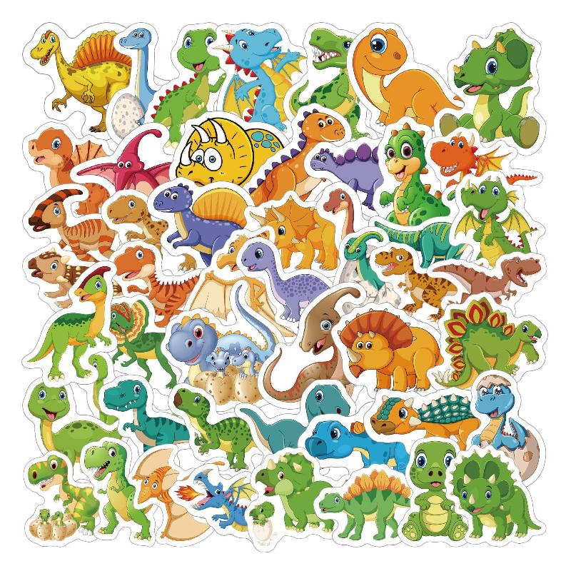 50PCS Dinosaur Stickers Set Cute Cartoon Animal Decals Vinyl Waterproof for Scrapbooking Skateboards Laptops