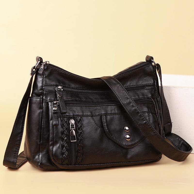 New Vintage Soft Leather Women's Crossbody Bag - Large Capacity Fashion Shoulder Bag, Elegant and Fashionable Design for Ladies